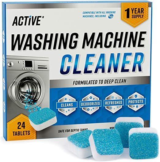 Washing Machine Cleaner Descaler 24 Pack - Deep Cleaning Tablets For HE Front Loader & Top Load Washer, Clean Inside Drum And Laundry Tub Seal