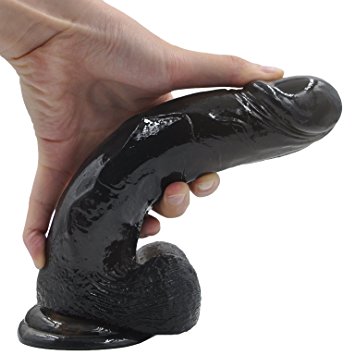 XIKEZAN 7 Inch Realistic Dildo With Suction Cup   Free Sexual Lubricant (Black)
