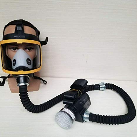 Electric Constant Flow Supplied Air Fed Full Face Gas Mask Respirator System A