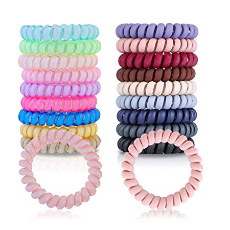 18 Pcs Spiral Hair Ties, Plastic Hair Ties Spiral No Crease and Colorful Phone Cord Hair Tie, Traceless Spiral Hair Ties for Women and Girls