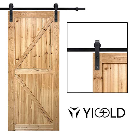 6.6ft Sliding Barn Door Hardware Kit- Antique Style & Slide Smoothly Quietly, Upgraded Version for Factory Outlet Carbon Steel Quality,Fit 45"-48" Wide Door Panel-(J Shape Hanger)