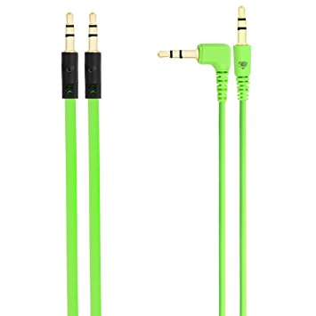 Chromo Inc. 2x Pack 3.5mm Auxiliary Cable 1 Angled and 1 Flat Audio Music Aux - Green