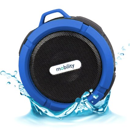 Mobility® AquaPlay Waterproof Bluetooth Speaker - Best Portable, Outdoor, and Shower Speaker - Wireless and Bluetooth 2.1   EDR Technology - Blue