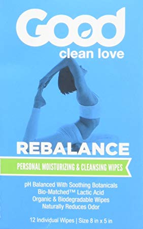 Good Clean Love Rebalance Personal Moisturizing & Cleansing Wipes (12 Individual Wipes - 8"x5")