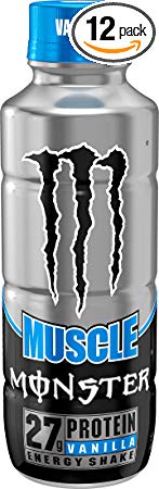 Muscle Monster Vanilla Energy Shake, Protein   Energy Drink, 15 ounce (Pack of 12)