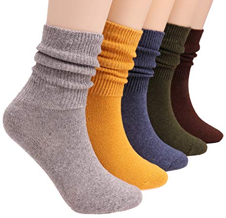 Galsang 5 Pack Ladies Womens Warm Cotton Cable Knit Crew Boot Socks,Size 5-10 A202