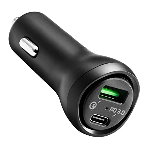 V CAN GLYNO INFOTEL™ 20W Fast Charging 3.0 Dual Port [Type-C, Normal USB] Car Charger with Power Delivery (PD) Technology Compact Car Charger Compatible for iPhone, Android Devices, Colour May Vary