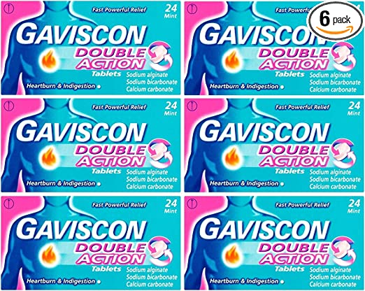 Gaviscon Double Action Mint Tablets, Pack of 24 Tablets x 6 Pack