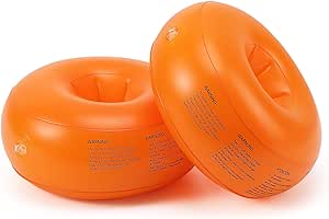 MoKo Arm Floaties for Kids-Inflatable Round Swim Arm Bands Filled with Foam PVC Water Wings for Pools Inflatable Floats Sleeves Armlets Rings Floaties Tubes for Children Boys and Girls 1-6 yrs, Orange