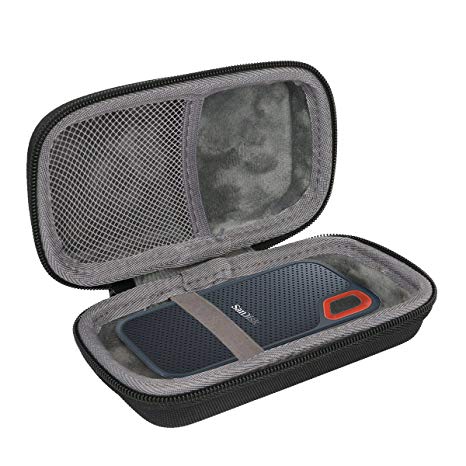 co2crea Hard Travel Case for SanDisk 250GB / 500GB / 1TB Extreme Portable SSD SDSSDE60 (Black Case)