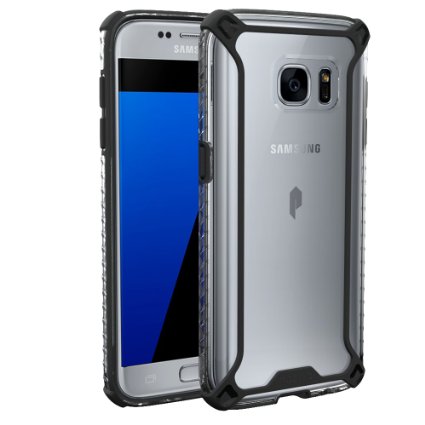 Galaxy S7 Case, POETIC [Affinity Series] [Premium Thin][Corner Protection]No Bulk/Protection where its needed/Dual Material Protective Bumper Case for Samsung Galaxy S7 Black/Clear