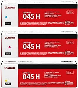 Canon 045H Toner Cartridge Set for Color imageCLASS MF634Cdw, MF632Cdw - Cyan, Magenta and Yellow High Yield -3 Pack in Retail Packaging