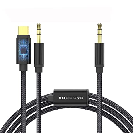 2 in 1 USB C to 3.5mm Aux Cable 3.9 ft, Accguys Auxiliary USB Type C Male to Dual 3.5mm Male Audio Jack Adapter Cord Compatible with Headphones, iPods, iPhones, iPads, Home/Car Stereos and More(Black)