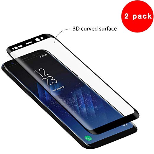 Galaxy S8 Plus Screen Protector, [2 Pack] Dopoo S8 Plus Tempered Glass Screen Saver 3D Curved HD Clear 9H Hardness Full Coverage Screen Film[Anti-Scratch, Anti-Bubble] (NOT for S8)