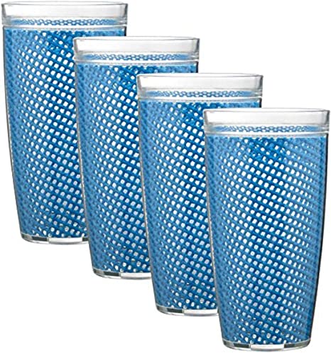 Kraftware The Fishnet Collection Doublewall Drinkware, Set of 4, 22 oz, Process Blue, 4 Count
