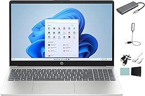 HP 15.6" FHD(1920 x 1080) Laptop, AMD Ryzen 5 7520U, 16GB DDR5 Memory, 1TB PCIe SSD, AMD Radeon Graphics, Wi-Fi 6, Bluetooth, Windows 11 Home, Natural Silver with Accessories