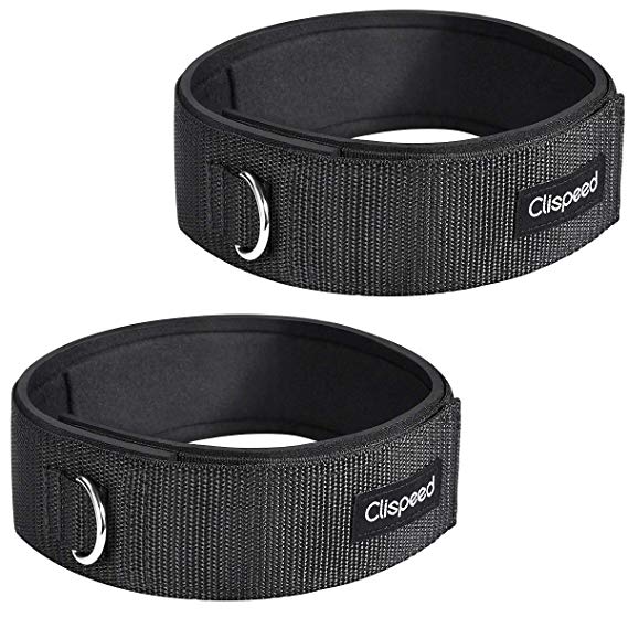 Clispeed 2pcs Fitness Thigh Straps Padded D-Ring Ankle Strap Leg Cuffs for Gym Cable Machines Fits Men&Women