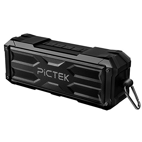 Bluetooth Speakers, PICTEK [20W -30Hour -IPX4] Portable Bluetooth Speaker, Wireless Waterproof Speaker Bluetooth with Dual Enhanced Stereo Bass Driver and Low Harmonic Distortion for Indoor Outdoor Holiday Party (Dark Black)