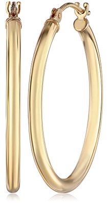 14k Gold Hoop Earrings, 1" Diameter