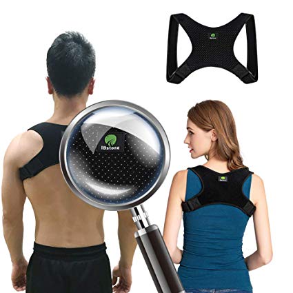 iBstone Perforated Posture Corrector for Men and Women, FDA Approved Lightweight and Fully Adjustable Back Brace for Neck, Back and Shoulder Pain Relief, Best Slouching Corrector and Posture Trainer