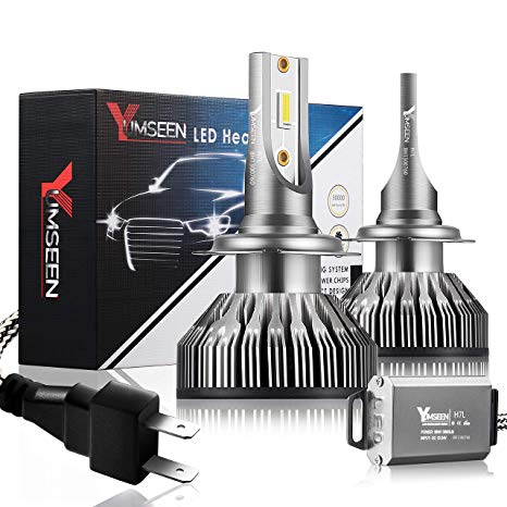 YUMSEEN Newest H7 LED Headlight Bulbs, S53 Series Ultra Bright CSP Chips Light Bulb All-in-One Conversion Kit, 12V/24V 7,600LM 72W 6,500K Cool White - 2 Yr Warranty