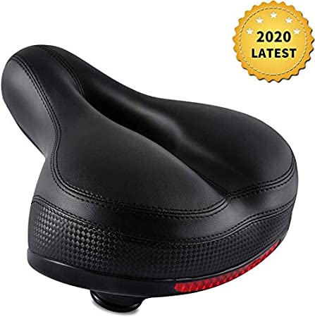 Comfort Bike Seat for Women or Men, Bicycle Saddle Replacement Padded Soft High Density Memory Foam with Dual Shock Absorbing Rubber Balls Suspension Universal Fit for Indoor/Outdoor Bikes