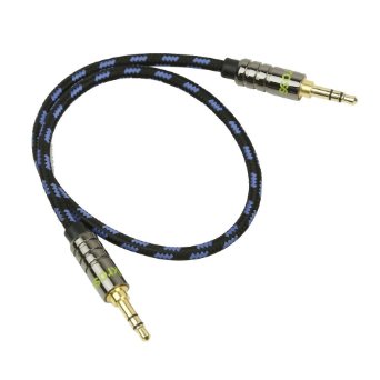 Audio AUX Cable, iKross 1 feet 3.5mm Jack Tangled-Free Braided Sleeve jacket Stereo Auxiliary Aux Audio Stereo Cable - Black/ Blue