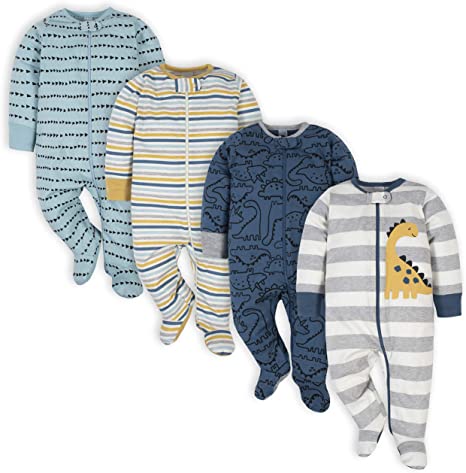 Gerber Baby Boys' 4 Pack Sleep 'N Play Footie