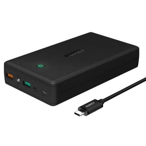 AUKEY 30000mAh Portable Charger with Quick Charge 3.0 & Dual Outputs and Inputs (Including Lightning Input) for Phones, Tablets and More