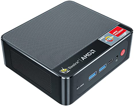 AMD Ryzen 7 3750H(up to 4 GHz), Beelink Mini PC Windows 10 pro,Mini Computer with 8GB DDR4 RAM/ 256GB M.2 NVME 2280 SSD,Three-Screen Display(Dual HDMI/Type-C)/WiFi5/BT4.0, Supports Auto Power On