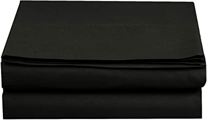 Elegant Comfort Premium Hotel 1-Piece, Luxury and Softest 1500 Thread Count Egyptian Quality Bedding Flat Sheet, Wrinkle-Free, Stain-Resistant 100% Hypoallergenic, King, Black