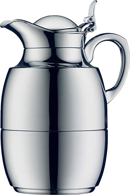 alfi Juwel Glass Vacuum Chrome Plated Brass Thermal Carafe for Hot and Cold Beverages, 0.5 L, Chrome