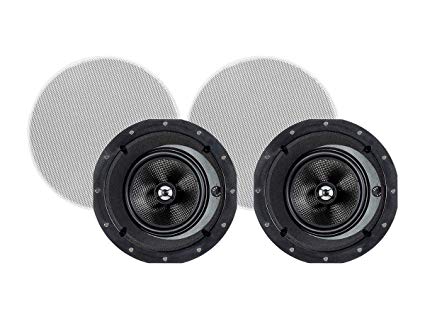 Monoprice 2-Way Carbon Fiber in-Ceiling Speakers - 6.5 Inch with 15 Degree Angled Drivers (Pair) - Alpha Series