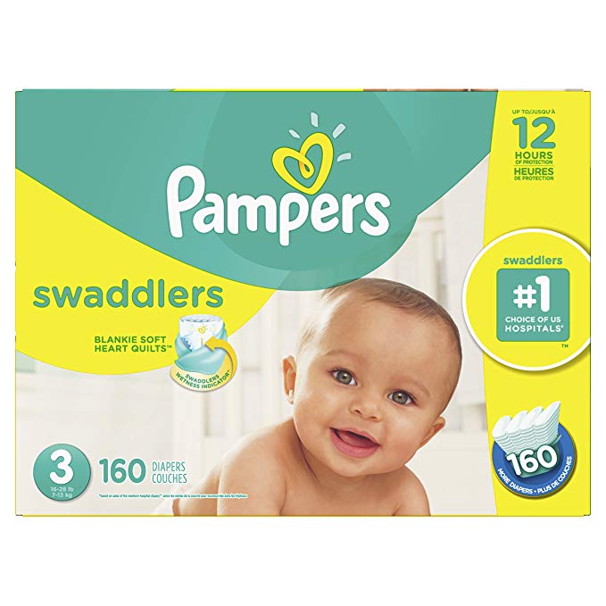 Pampers Diapers Size 3, Swaddlers Disposable Baby Diapers, 160 Count, Economy Pack Plus