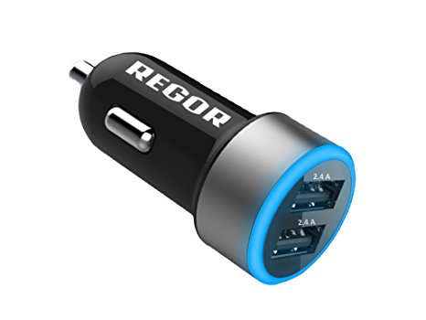 Regor [4.8Amp - 2 Port] Hi-Speed Car Charger for all smartphones & tablets