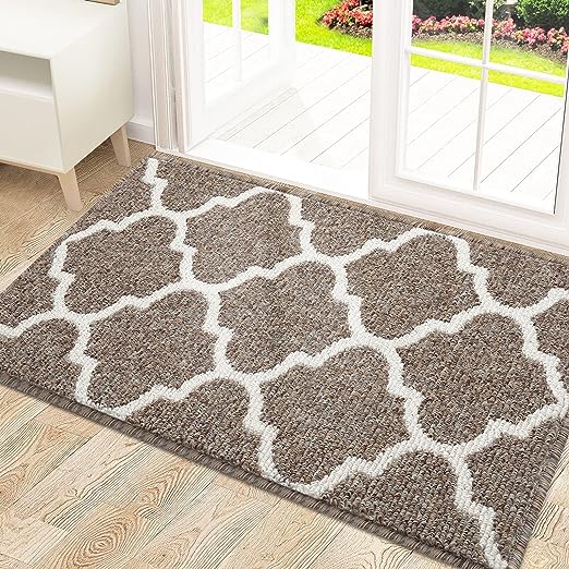 OLANLY Indoor Door Mat, 30x17, Non-Slip Absorbent Resist Dirt Entrance Mat, Washable Low-Profile Inside Floor Mat Doormats for Entryway, Brown