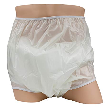 High Back - Extended Waist - Plastic Pants - Adult Sizes - White Only, Small Fits 29-33 in