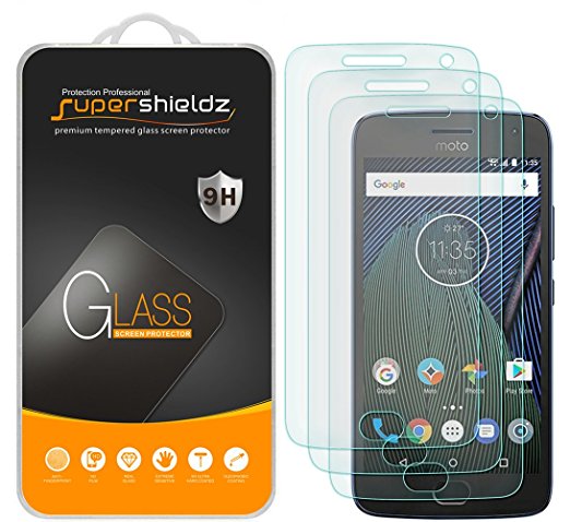 [3-Pack] Motorola "Moto G5 Plus" / Moto G Plus (5th Generation) Tempered Glass Screen Protector, Supershieldz Anti-Scratch, Anti-Fingerprint, Bubble Free, Lifetime Replacement Warranty