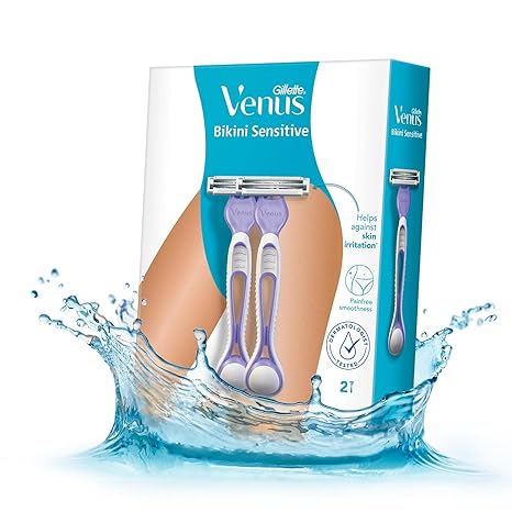 Gillette Venus Bikini Sensitive Hair Removal, 2 Women Razors |Intimate care| Derm Tested|No irritation