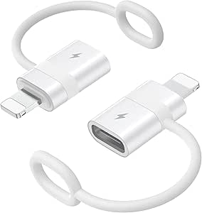 MoKo USB C to Lightning Adapter with 36W PD Fast Charging, USB-C Female to Lightning Male Adapter for iPhone 14/13/12/11/iPad/iPod/AirPods, with Anti-Lost Loop, Not for Audio/OTG, White