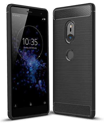 Case Collection Brushed Carbon Fiber Back Design Cover for Sony Xperia XZ2 Case Slim-Fit Shock Absorption Anti Scratch Protective TPU Bumper for Sony Xperia XZ2 Phone Case