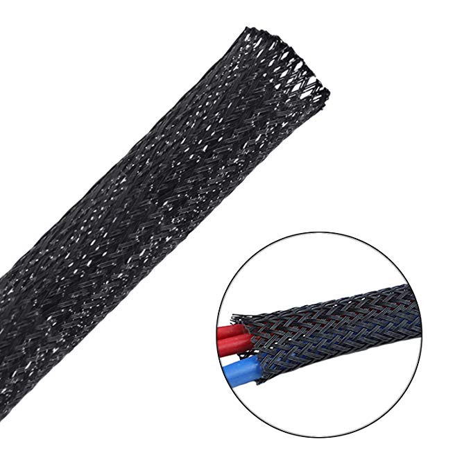 Besteek 50ft - 1/2 Inch Nylon Expandable Braided Cable Sleeving, Braided Wire Sleeve, Cable Sheath Mesh Wire Loom