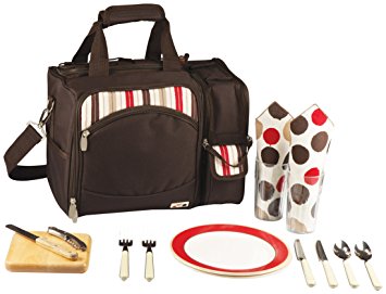 Picnic Time 'Malibu' Insulated Cooler Picnic Tote with Service for 2, Moka Collection