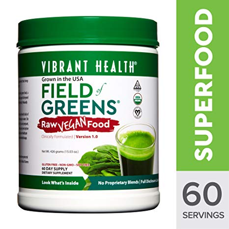 Vibrant Health - Field of Greens, Organic Raw Greens Superfood Juice Powder, 60 Servings