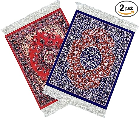 kotoyas Rug Mouse Pad, 2 Pack Woven Rug Bohemian Carpet Mouse Pad for Table Décor
