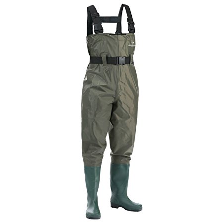 Waterproof Insulated Breathable Nylon and PVC Cleated Bootfoot Chest Fishing Waders Hunting Boots Foot with Wading Belt