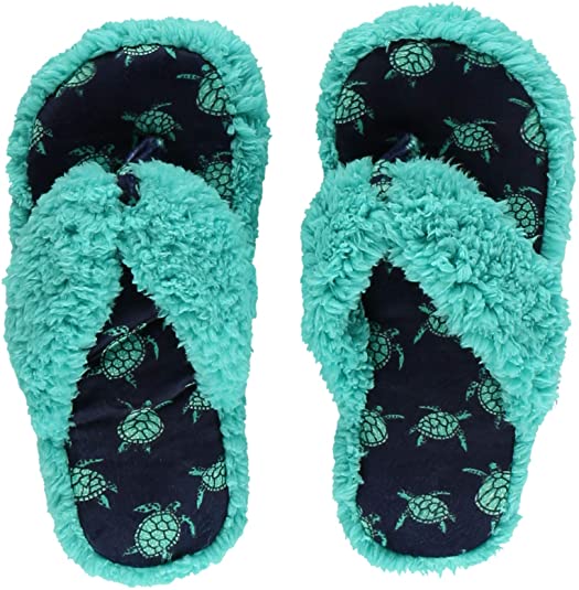 Lazy One Spa Flip-Flop Slippers for Women, Girls' Fuzzy House Slippers