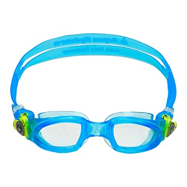 Aqua Sphere Moby Kids Swim Goggles - Comfort & Quality for the Beginning Swimmer, Easy Adjust Buckles | Unisex Children, Ages 3 , Clear Lens, Turquoise/Bright Green Frame, One Size, EP3094331LC