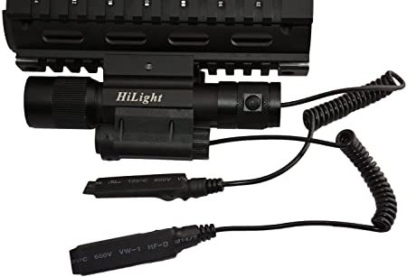 Aimkon HiLight RGL20 HiLight QD 600 Lumen Strobe 3 Level Output Flashlight with Green Laser Combo with Smart Pressure Switch, Black