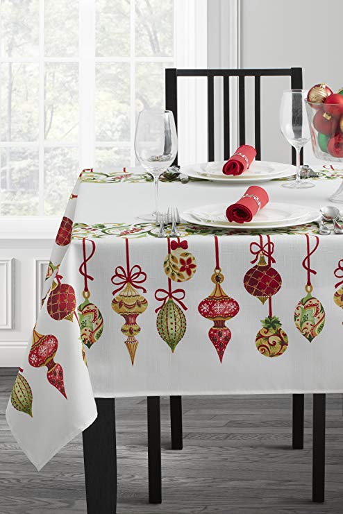 Benson Mills Christmas Village Fabric Printed Tablecloth (60" X 84" Rectangular, Holiday Trimming)